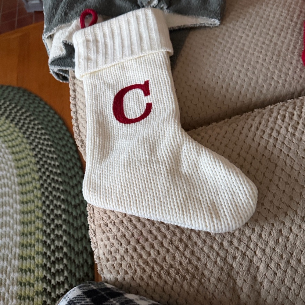 Wondershop Cream Knit Stocking with Red Letter